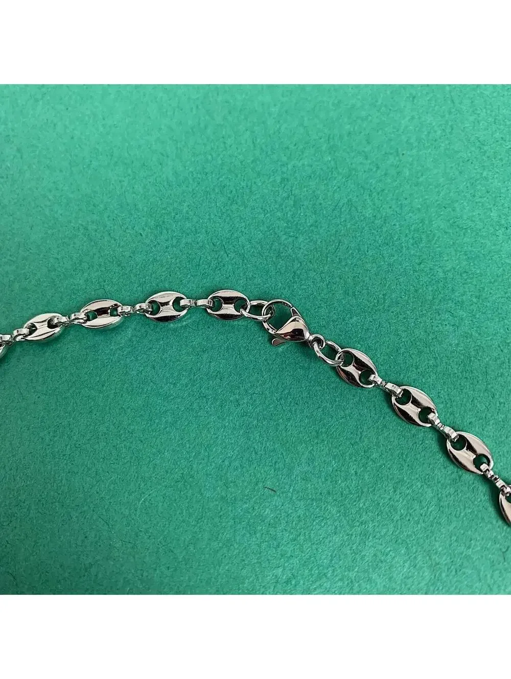 Y2k Cyber Vintage 2000s style Coffee Bean Stainless Steel Silver Necklace. High